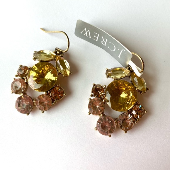 J. Crew Statement Earrings Jewel Pink Gold Yellow